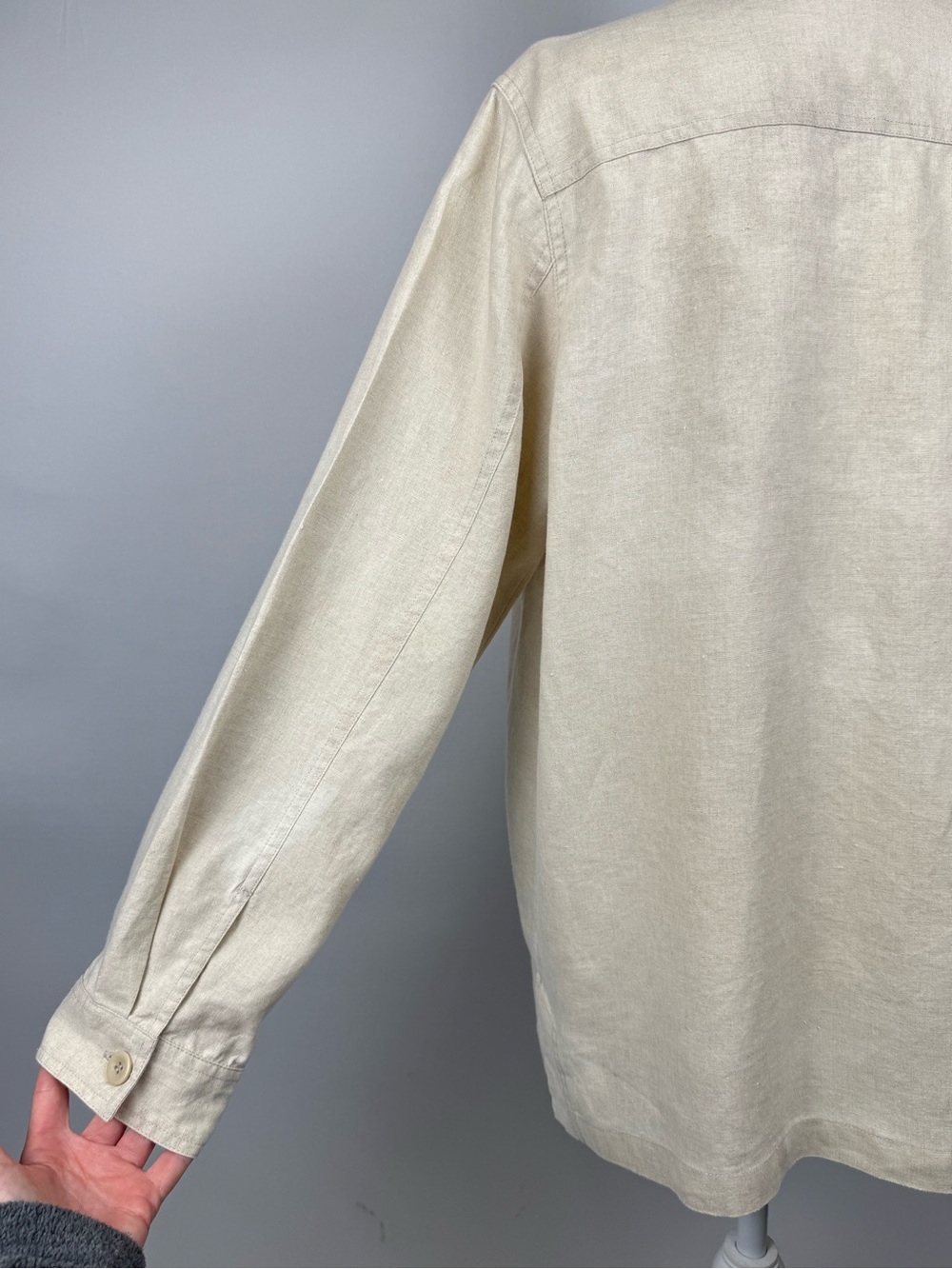 Vintage Pendleton Women’s Beige Linen Button Up Shirt Jacket Shacket Pockets LG - Picture 6 of 11